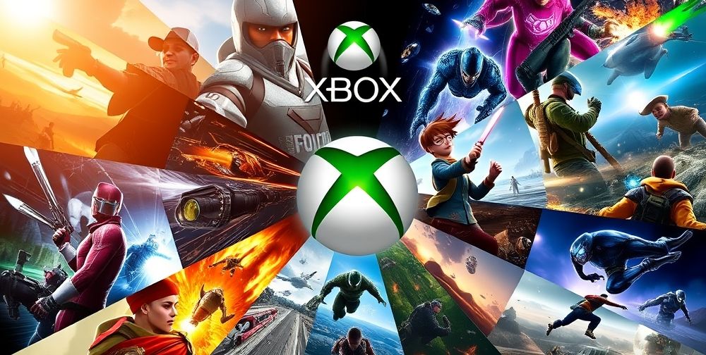 A collage of top Xbox games with highest pre-orders, displaying their covers and gameplay scenes in a vibrant and engaging layout