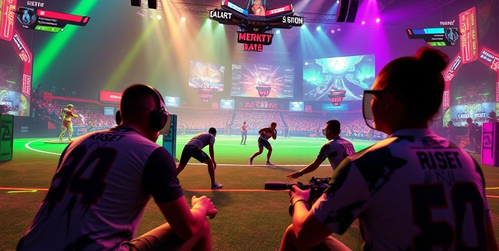 A vivid screenshot from an online Xbox game showing players interacting and competing in a vibrant digital environment, highlighting the immersive quality of online gaming.