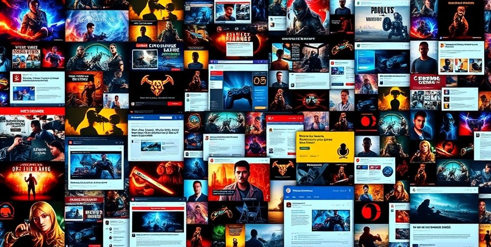 A collage of trusted video game websites and social media platforms showcasing breaking news and community discussions, highlighting the importance of authentic sources.