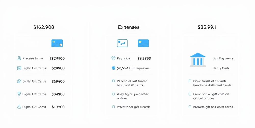 A clean infographic with columns comparing the cost of digital gift cards, traditional credit cards, and bank payment options for Iranian customers, with clear icons and details.