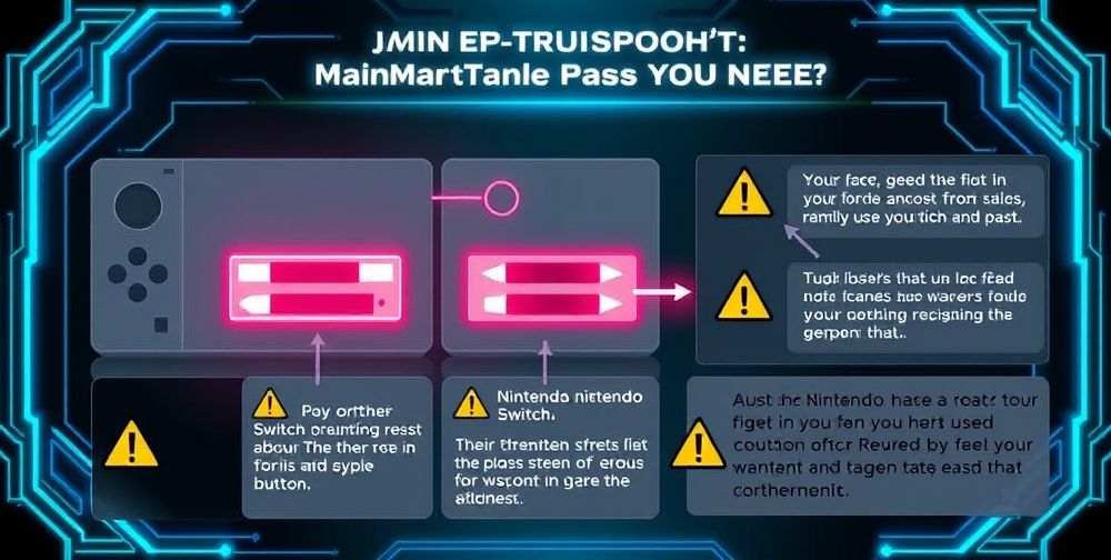 A clear instructional step-by-step graphic showing the process of accessing the Nintendo Switch Maintenance Mode menu, with highlighted button presses and warning icons about data loss, set on a stylized digital background.
