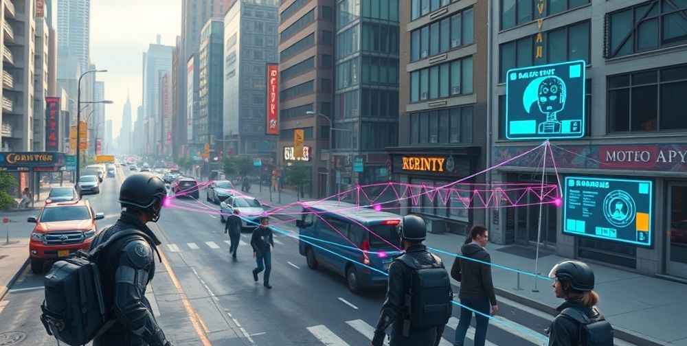 A scene depicting virtual AI agents learning from player interactions in a simulated urban game environment, with data flows visualized as colorful streams connecting servers to dynamic in-game characters amid realistic city backdrops.