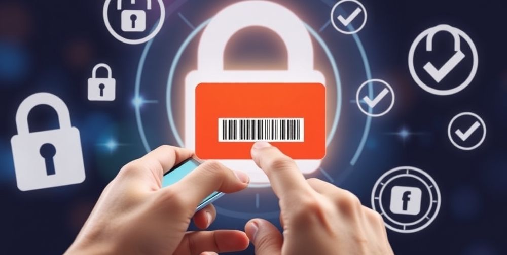A visually engaging scene showing hands entering a digital gift card code into an application on a smartphone, with background elements like padlocks, verified checkmarks, and digital transaction symbols to emphasize security.
